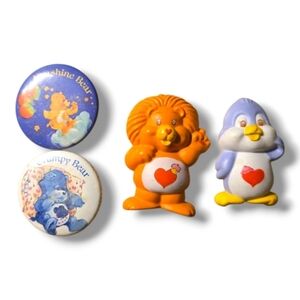 Care Bears Bundle: 1985 Magnets + 2001 Pins (Grumpy, Funshine, Lion, Penguin)